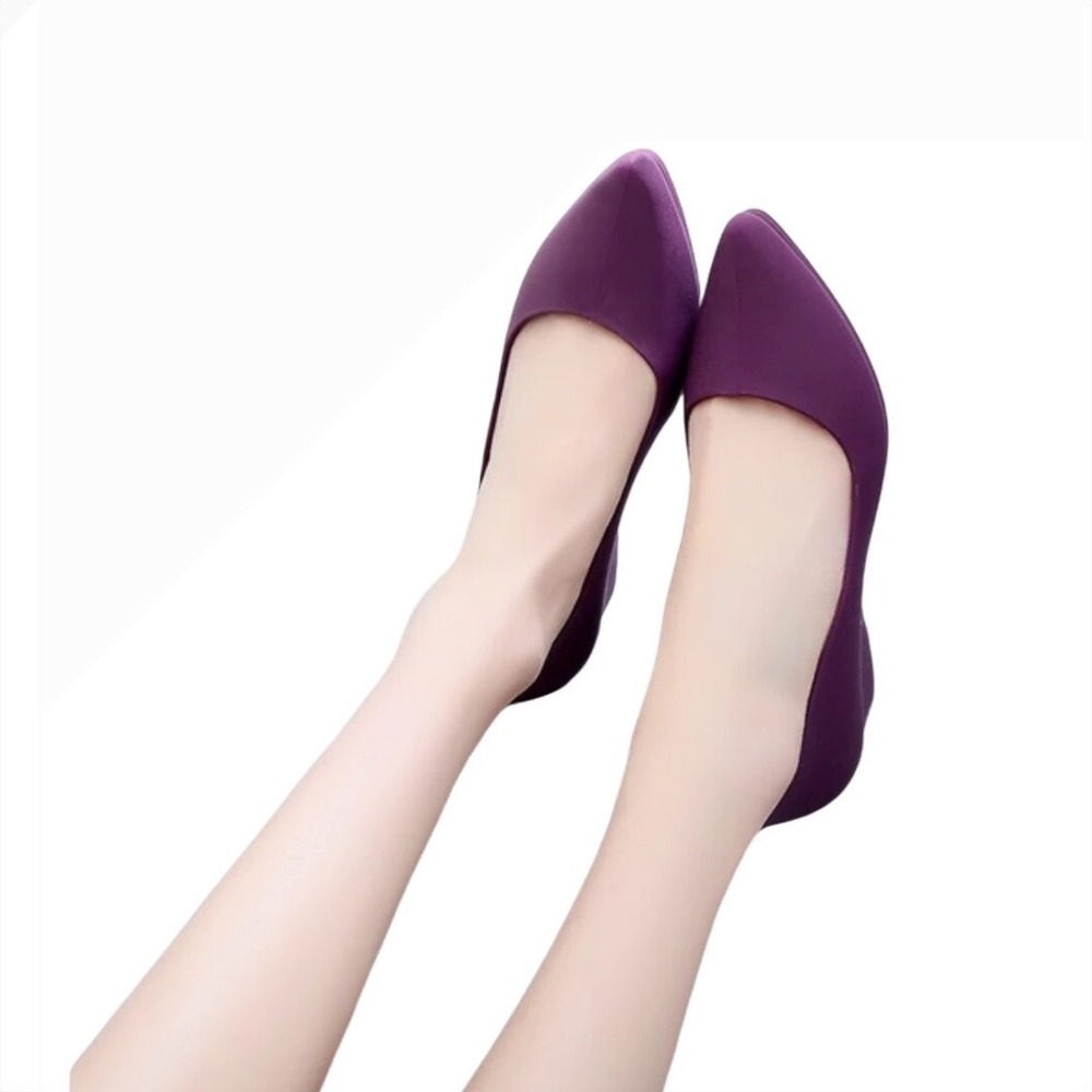 Alina Women Pointed‎ Toe Ballet Flats Purple Jelly Rubber Size 40